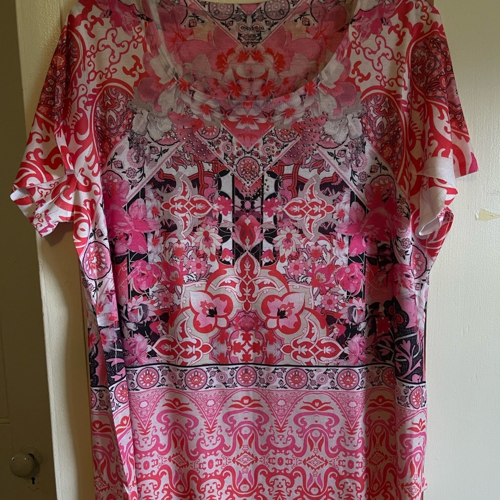 Vibrant Pink Patterned Women's Top